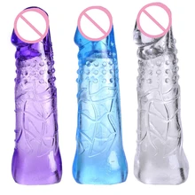 Male Extensions Condom Penis Sleeve Enlargement Men Delay Spray Clit massager Cock Ring vibrating Cover Adult Sex Toys