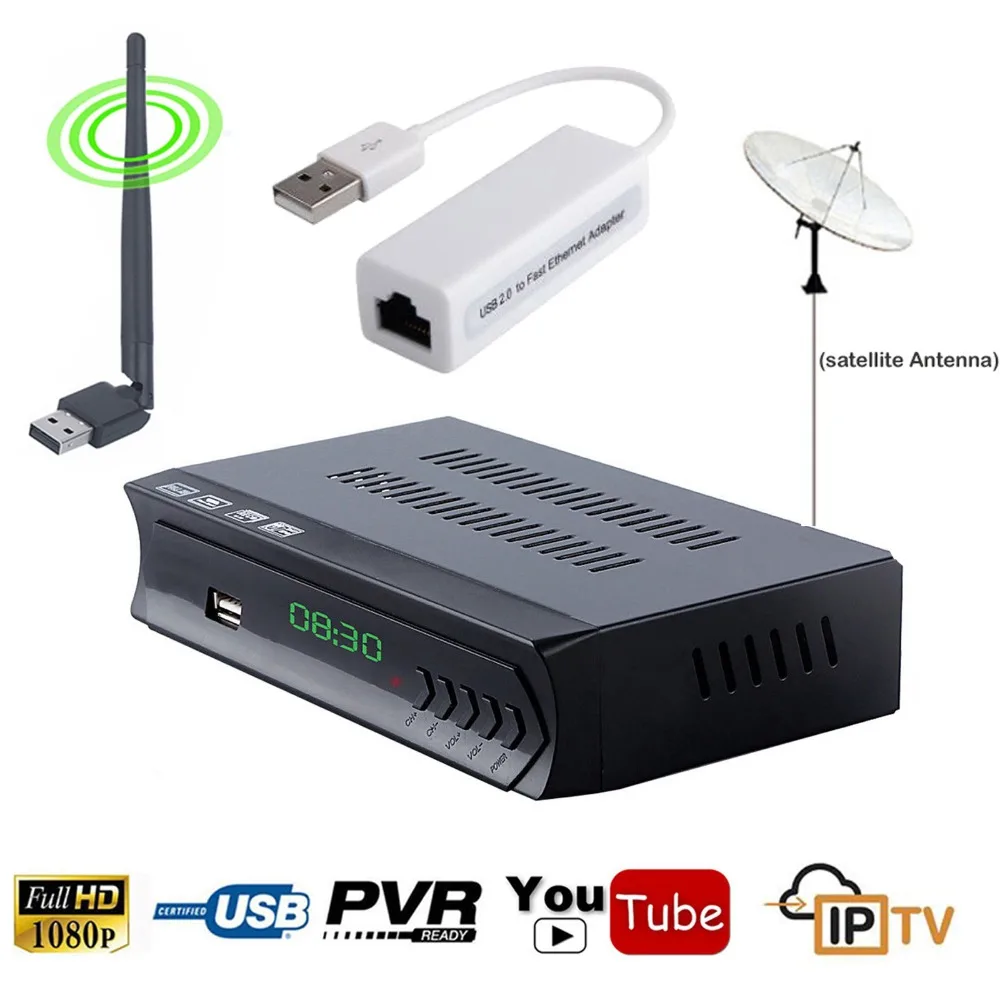 

Koqit FTA DVB-S2 Receptor IPTV M3U Digital Satellite Receiver Combo 1080p Youtube IKS Cline Power Biss USB Record Wifi RJ45 Lan