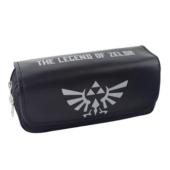 

Legend of Zelda Pen Bag Purse Men Zelda Game Large Capacity Double Zipper Stationery Pencil Holder Leather Cosmetic Bags Cases