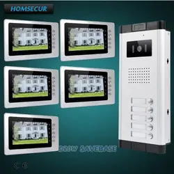 Homssecur 7 "проводной видео и аудио дома домофон с ИК камера для 5 квартира