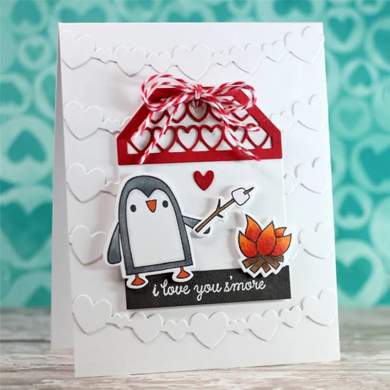 

DiyArts Penguin Love Metal Cutting Dies Winter Fire for Scrapbooking Card Making Album Embossing Crafts Stencil Craft Die Cut