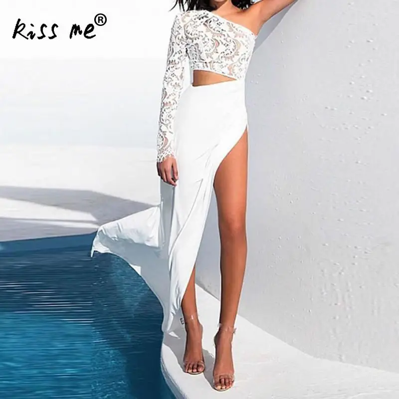 

Off Shoulder Patchwork Beach Dress Side Slit Beach Cover Up Women's Tunic Hollow Irregular Beachwear Summer Dresses for Women