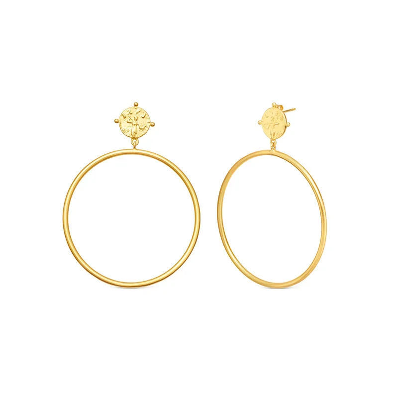 

Modern Portrait Circles Ring 925 Sterling Silver Dangling Earrings