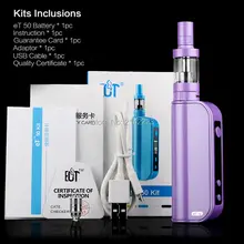 New ECT eT50 Vapor Mod 50W Electronic Cigarette VV VW 5W-50W mini Box Mod vaporizer best Vapor Mod with 2200 mah battery