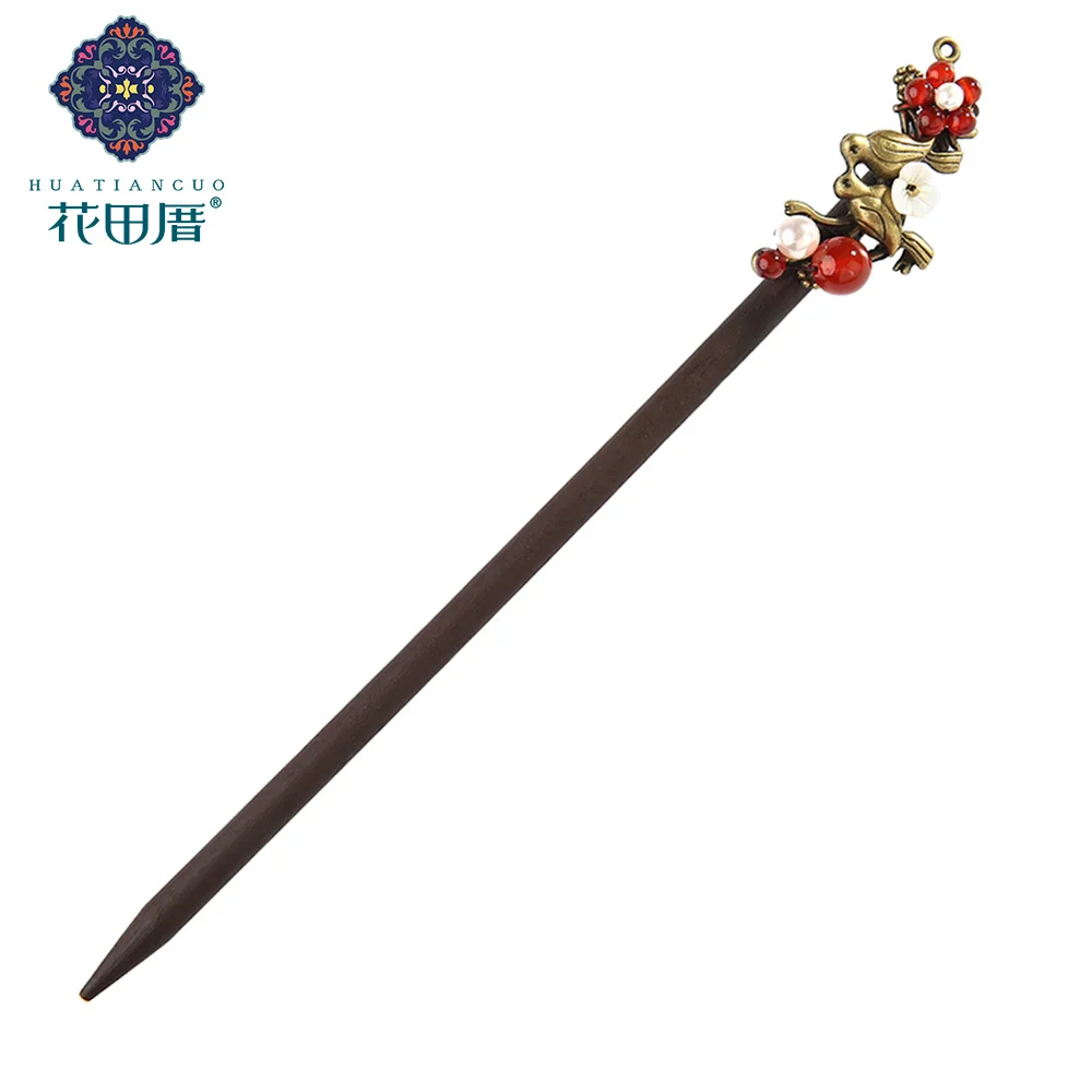 Этнические деревянные палочки для волос ручной работы с ракушками и бусинами для женщин, заколки для волос из сплава с птицами, украшение для головы, аксессуары для волос, FZ-18041-1