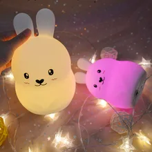 Newest Rabbit LED Night Light Touch Sensor 9 Colors Silicone Bunny Night Lamp Bedroom Bedside Lamp for Children Kids Baby Gift night light newest style the totoro usb portable touch sensor led baby nightlight bedside lamp touch sensor night lamp for kids