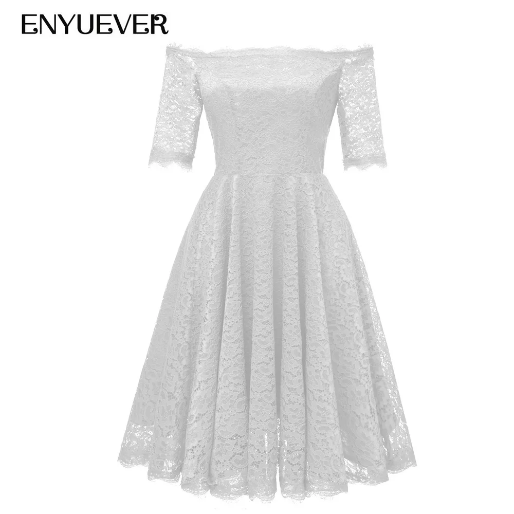 Enyuever White Lace Dress Summer 2019 Korean Clothing Off Shoulder Elegant Dress Women For Wedding Party Vestidos Vintage Dress Enyuever White Lace Dress Summer 2019 Korean Clothing Off Shoulder Elegant Dress Women For Wedding Party Vestidos Vintage Dress