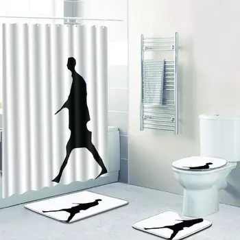 

Creative geometric character pattern shower curtain set polyester waterproof shower curtain 180x180cm with bathroom mat 4pcs/set