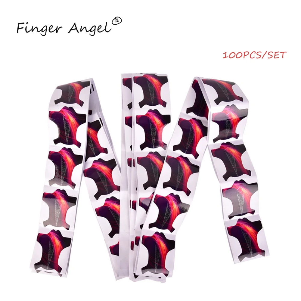 Finger Angel 50/100/500 шт. формы ногтей советы нейл-арта набор инструментов для самостоятельного Бумага кривой Гель-лак для ногтей УФ расширение французский XL Маникюр форма W010