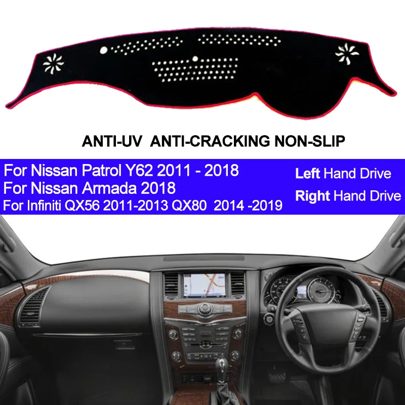 

Car Dashboard Cover For Nissan Patrol Y62 2011-2018 Armada 2018 For Infiniti QX56 2011-2013 QX80 2014 -2019 DashBoard Sun Shade