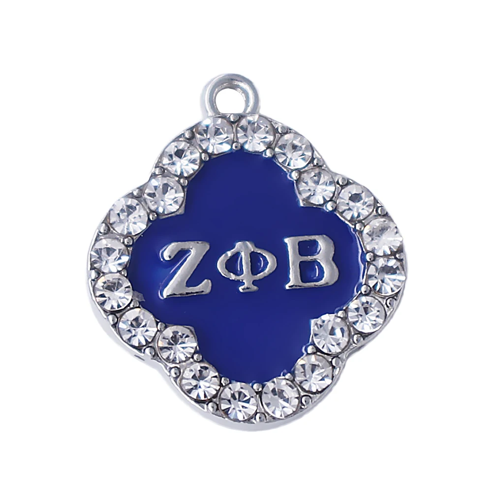 Двойной нос белый кристалл синяя эмаль цвет Sorority подарок греческая буква Zeta Phi Beta