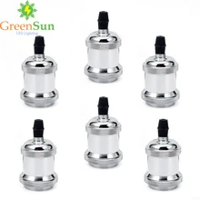 GreenSun 6 шт. хром Цвет E27 Алюминий ретродержатель лампы Винтаж винтовой цоколь лампы кулон патрон для лампы потолочный светильник для адаптера переменного тока