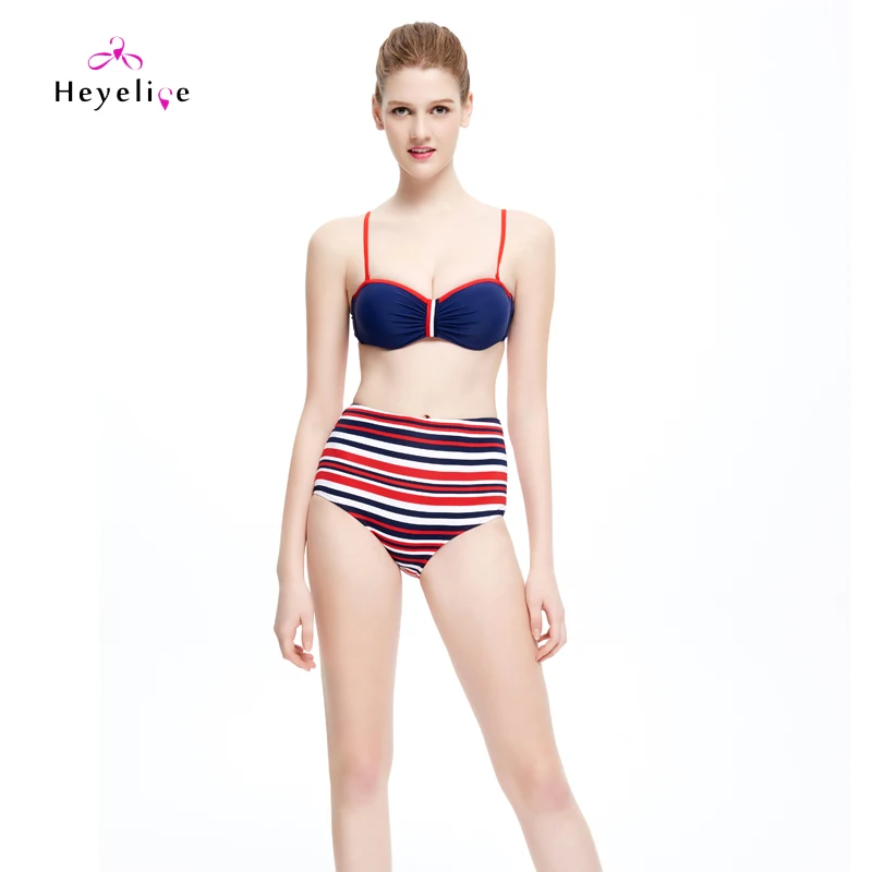 Buy Striped High Waisted Bikini Sexy Swimwear Women Push Up Swimsuits Bandeau
