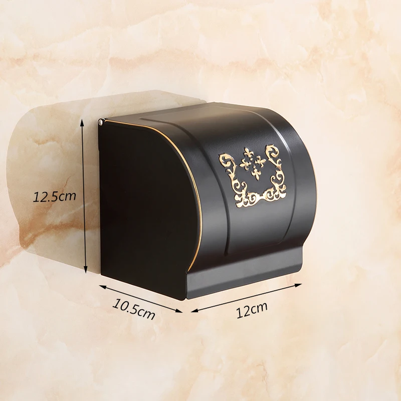 Black Space Aluminum Waterproof Toilet Bathroom Paper Holder Roll Tissue Box With Ashtray Hotel Restaurant Paper Rack