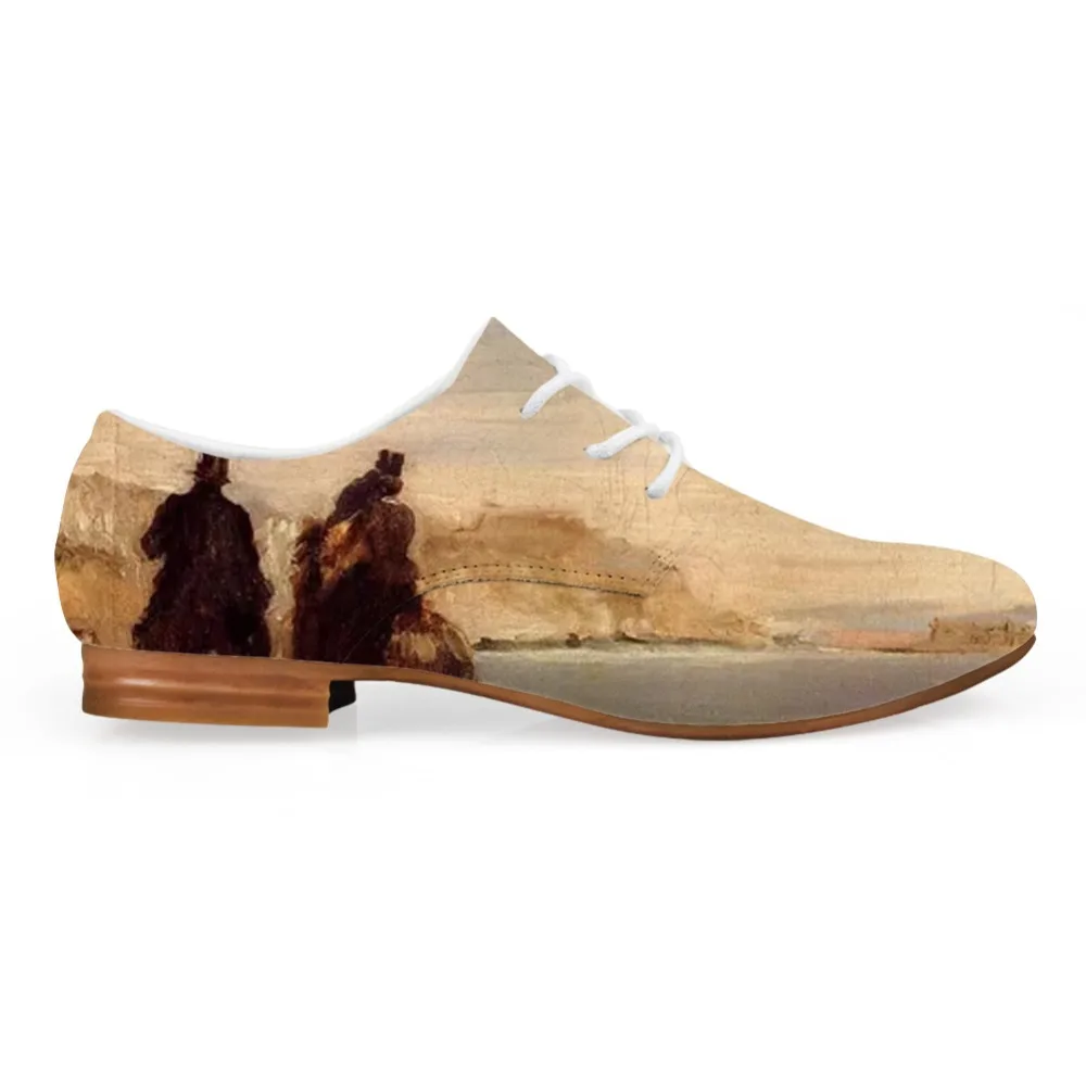 

Synthetic Leisure Leather Men Casual Shoes Mixed Color Ballerina Painting Art Print Oxfords Shoes Man Lace up Flat Edgar Degas