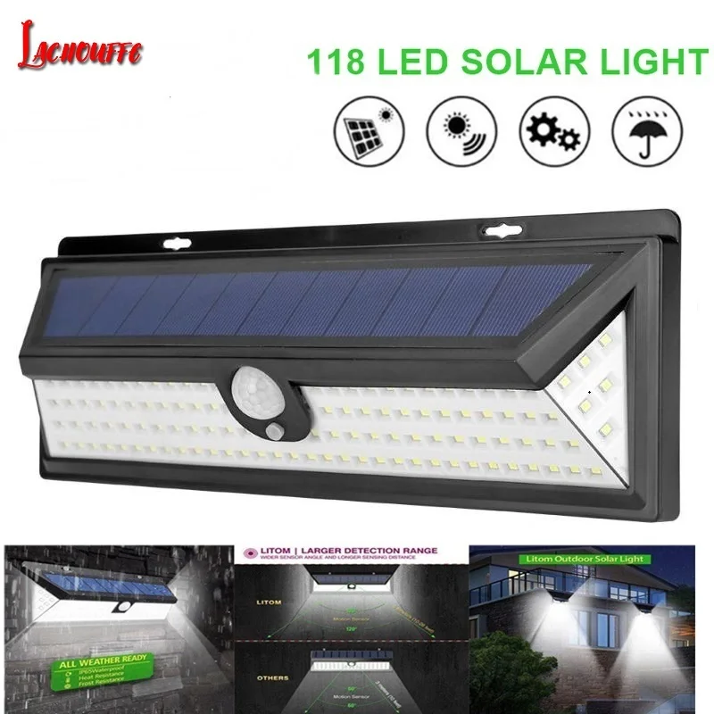 

RC Solar Lamp 118 LED PIR Motion Sensor Lamp Outdoors Waterproof Solar Garden Lights Emergency Security Light Solar Wall Lamp
