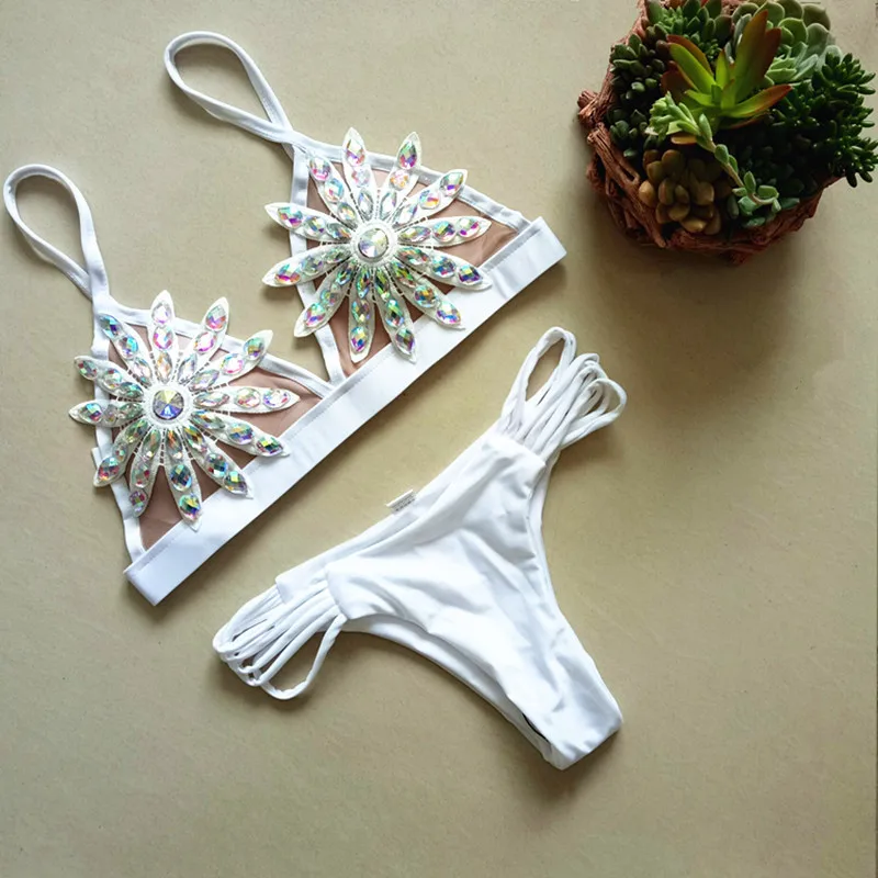Bikini2018, летние импортные товары, популярные модели бикини, Одноцветный бандажный купальник, сексуальный купальник для девочек