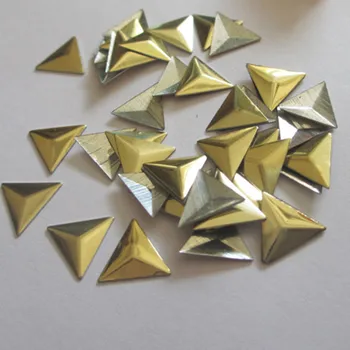 

New 8*8mm Gold Hot Fix Studs Aluminium Triangles Spire Shape Iron On Nailheads Rhinestuds Hotfix Punk Rock DIY Spikes