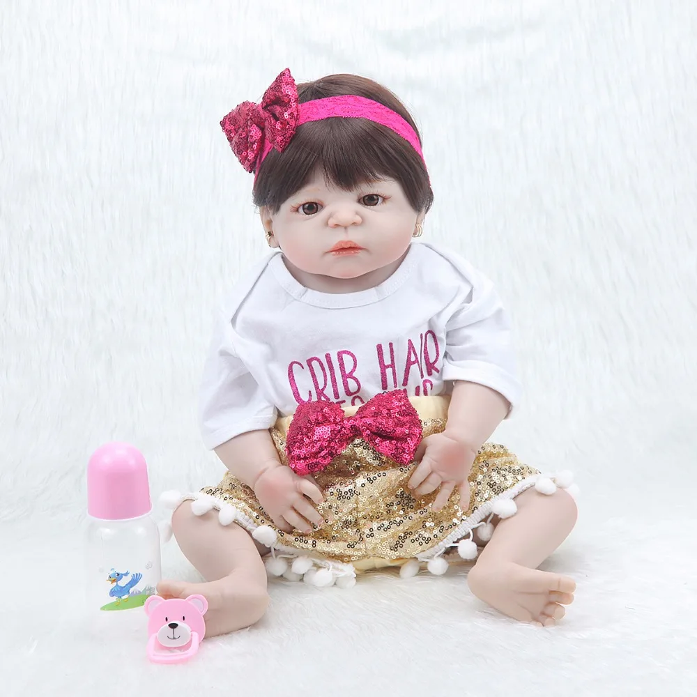 

NEW Arrival Stylish 22 Inch Real Lifelike Reborn Babies Silicone Body Newborn Princess Girl Dolls Children Birthday Xmas Gift