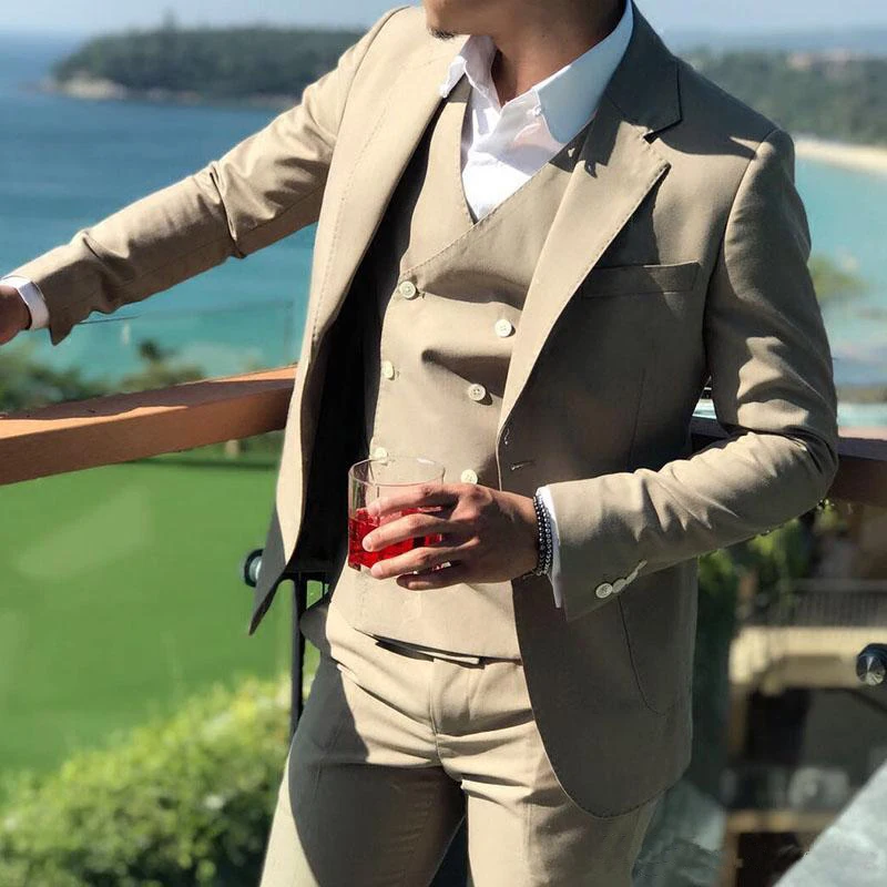

Mens Suits Wedding Tuxedos Slim Fit Groom Wear Bridegroom Blazer Groomsman Prom Suits Costume Homme 3Pcs (Jacket+Pants+Vest)