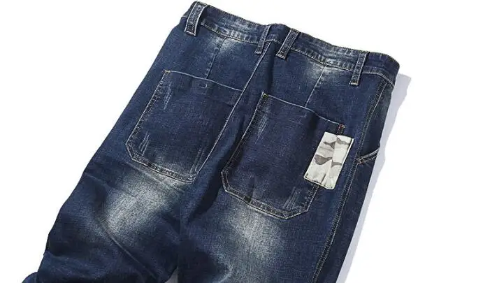 Mens Ripped Biker Jeans homme Men's fashion Slim Fit Denim Pants Joggers Patch Large Pocket Jeans Plus Size 28-48