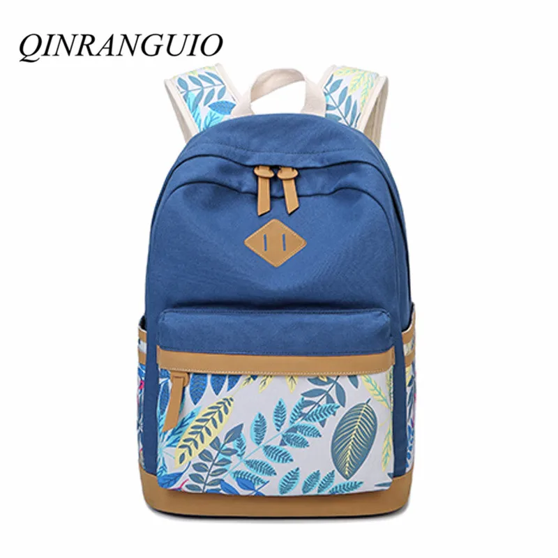 

QINRANGUIO Women Backpack High Quality Embroidery Floral Canvas Backpack Large Capacity Backpack School Bags for Teenage Girls