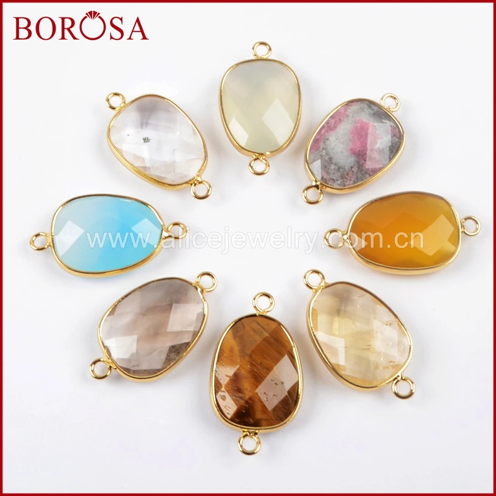 BOROSA 10 шт. разноцветные золото Цвет яйцо Форма Multi Вид камни Грановитая разъем Druzy