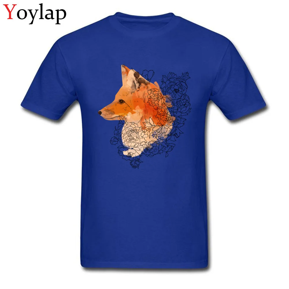 Cute 3D Printed T Shirt Crewneck 100% Cotton Watercolor fox Student Tops Shirts Short Sleeve Summer 3D Printed Sweatshirts blue