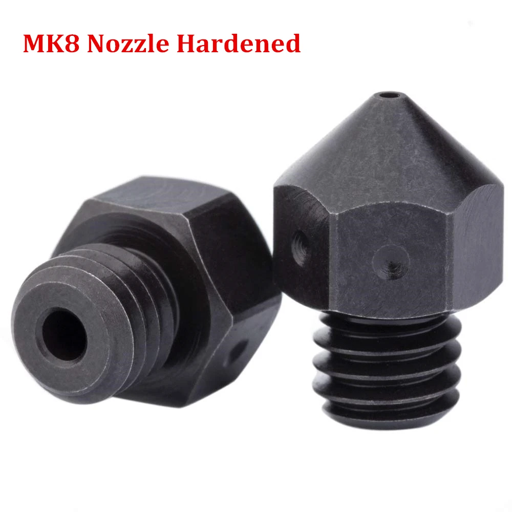 

Hardened Tool Steel MK8 Nozzles High Temperature for 3D Printer PEI PEEK Carbon fiber for E3D Hotend Extruder Parts
