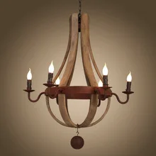 

European Brief Vintage Bar Restaurant Oafishness Wood Bucket Pendant Lamp Village Industrial Oak Barrels Six Arms Chandelier