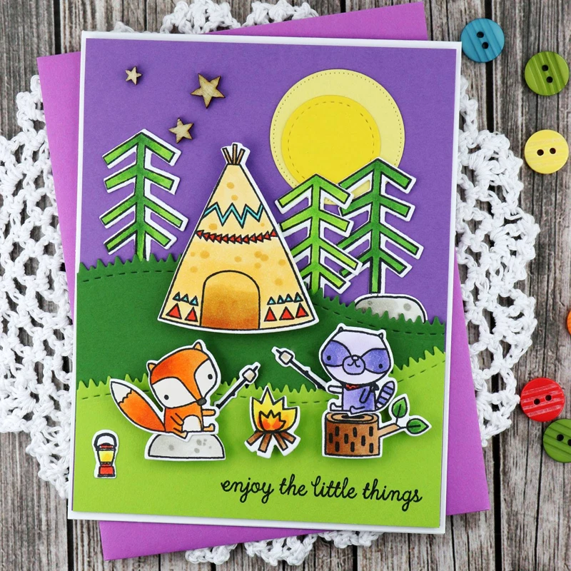 

Enjoy the Little Thing Foxes Transparent Stamp Clear Stamps for DIY Scrapbooking Paper Card Making Decorative Craft Supplies 4x6