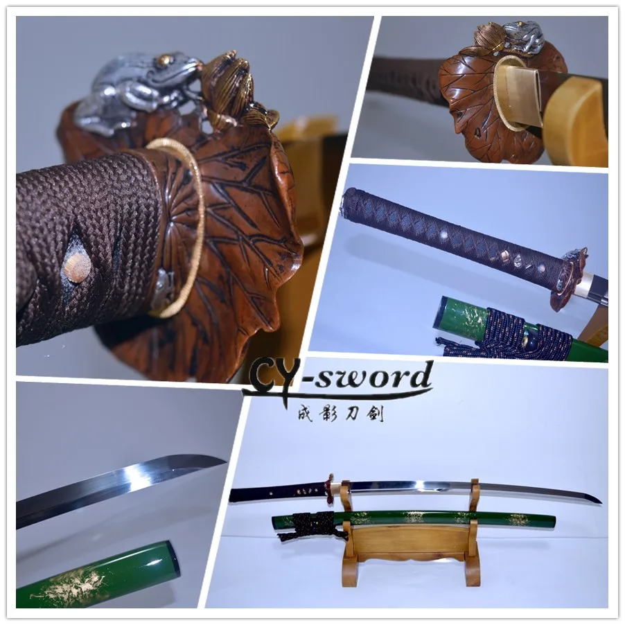 US $179.99 Lotus leaf theme Hand Forged Quenched 9260 Spring Steel Japanese Katana Samurai combat readiness