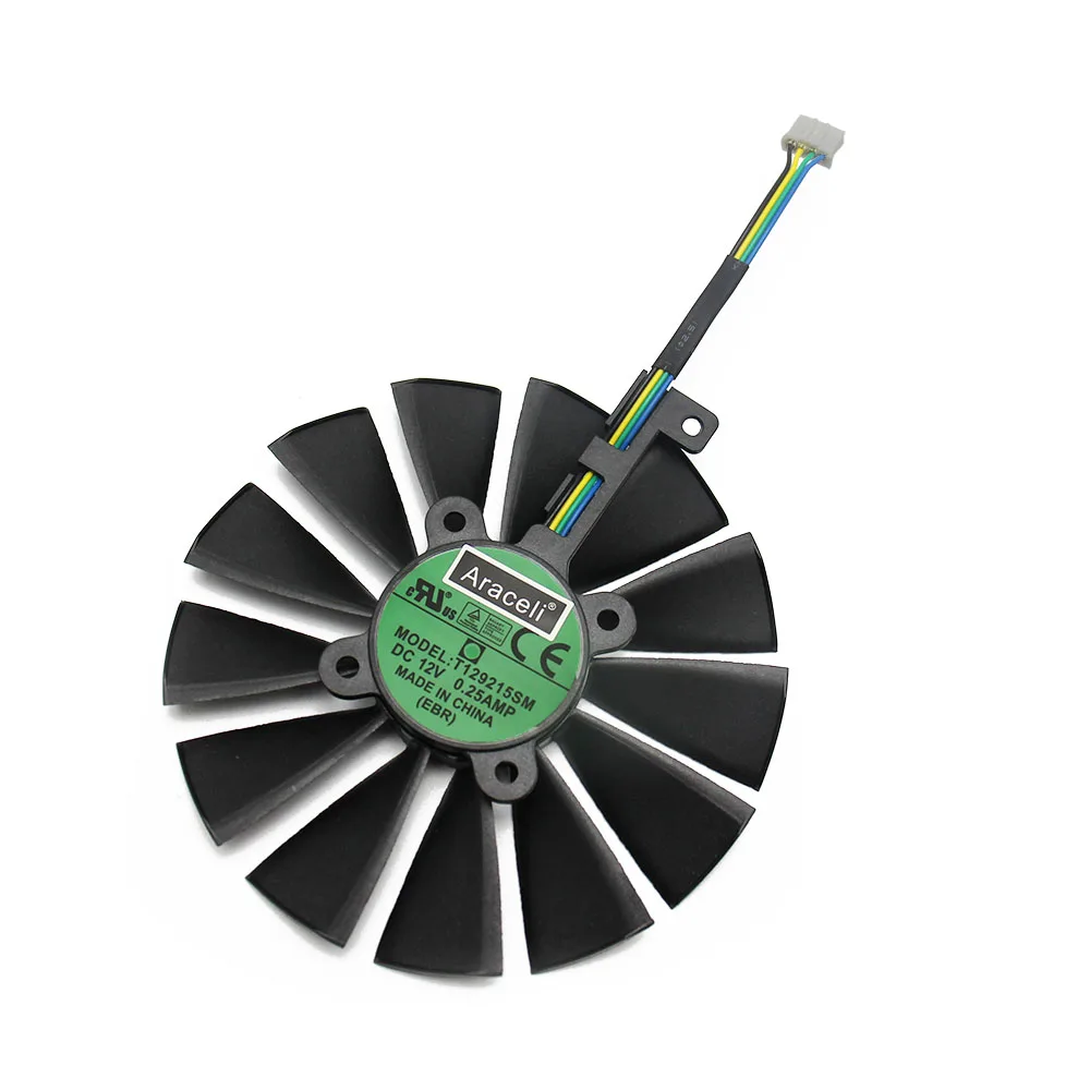 Free Shipping T129215SM 95mm Cooler Fan For ASUS STRIX RX 470 580 570 GTX 1050Ti 1070Ti 1080Ti Gaming Video Card Cooling Fan - Цвет лезвия: 1PCS