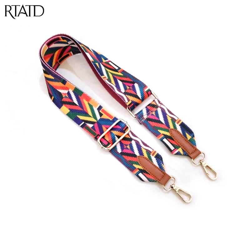 RTATD New Handbags Strap Woven Design National Gold Buckle Canvas Bag