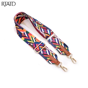 

RTATD New Handbags Strap Woven Design National Gold Buckle Canvas Bag Straps Trendy Easy Holding Shoulder Straps B290