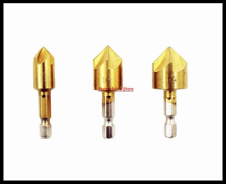 6-19mm Hex Handle Five Edge Chamfer Of Titanium Coating Knife Bore Hole Chamfering Machine Woodworking Countersink Drill Bit