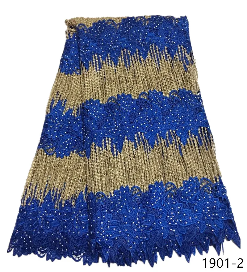 

NEW African Lace Fabric High Quality guipure lace fabric With Rhinestones Nigerian cord lace fabrics for wedding dress 1901
