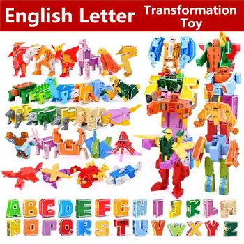 

26 English Letter Transformable Alphabet Robot Animal Creative~ Educational Action Figures Building Block Model toy Kids gifts