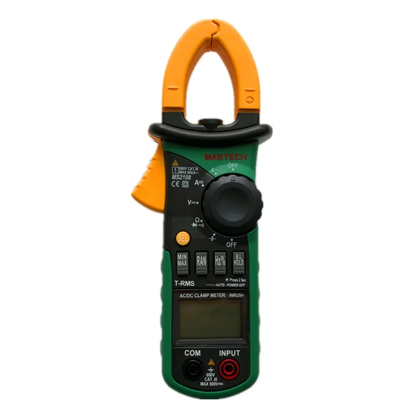 

Mastech MS2108 Digital Clamp Meter True RMS LCD Multimeter AC DC Voltmeter Ammeter Ohm Herz. Duty Cycle Multi Tester