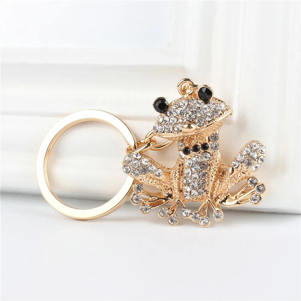 

Lovely Frog Pendant Charm Rhinestone Crystal Purse Bag Keyring Key Chain Accessories Wedding Party Lover Friend Gift