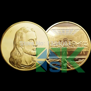 

5pcs/lot Italy cultural renaissance the classic of the world jesus christ the last supper commemorative gold coins collectibles