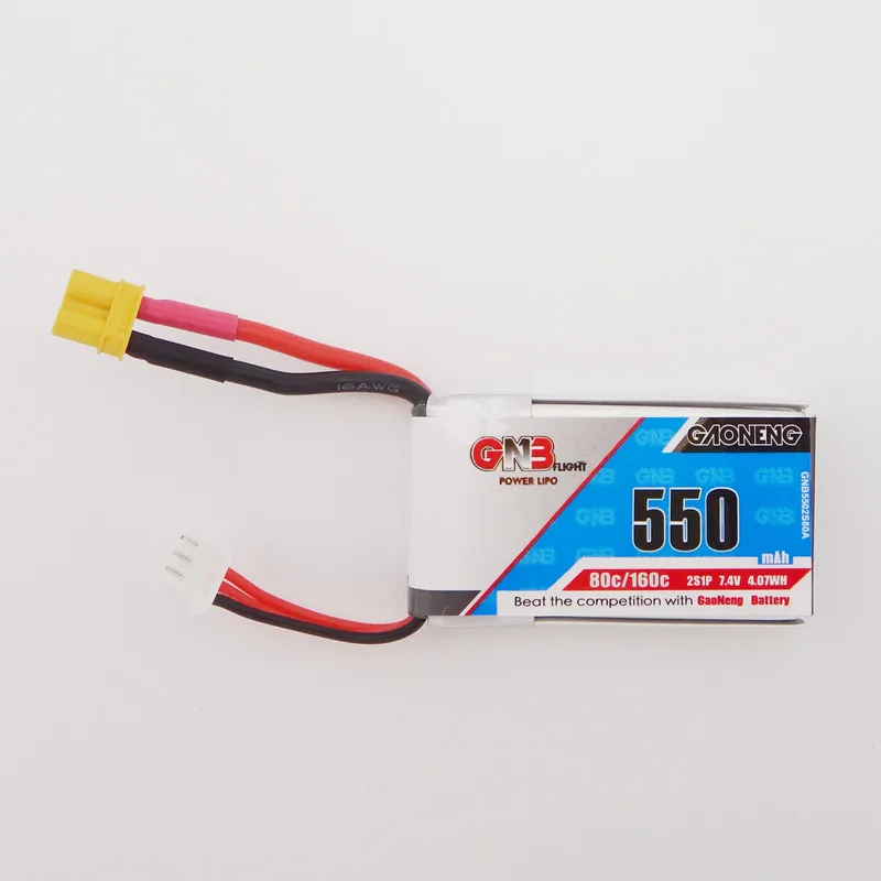 2 шт Gaoneng GNB 550mAh 2S 7,4 V 80C/160C Lipo батарея JST XT30 разъем для Aurora 90 батарея для Emax babyhawk Мини RC FPV гоночный Дрон запчасти