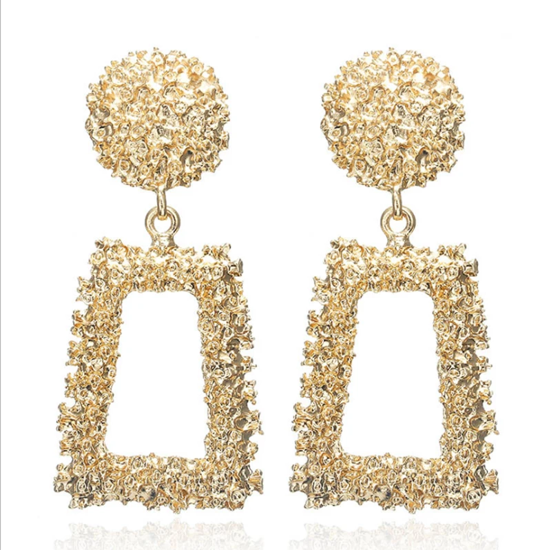 

geometric pendulous fashion square charm silver / gold color long hanging jewelry new in big vintage metal for women earrings