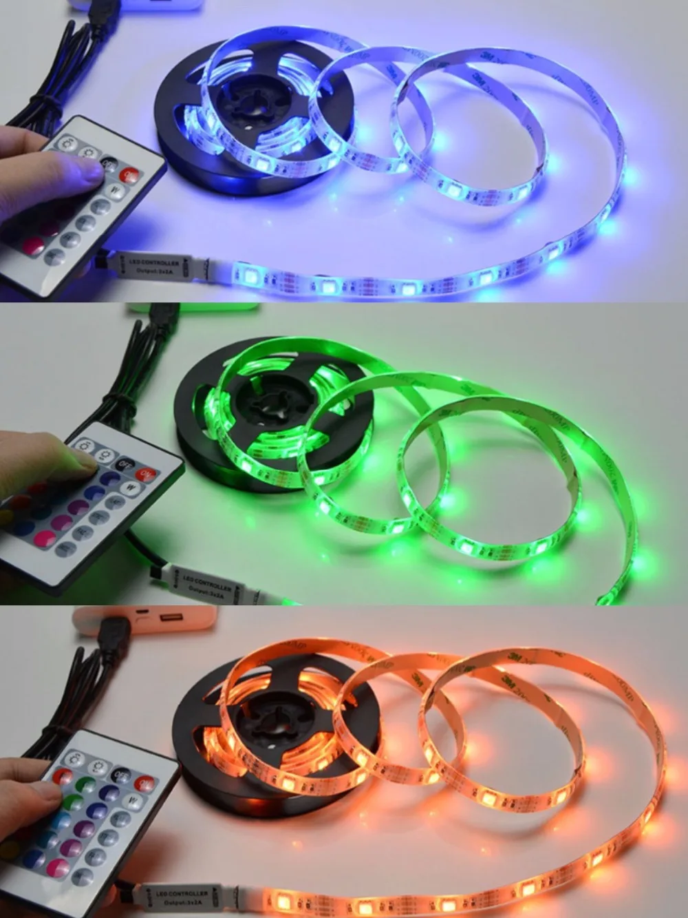 USB Светодиодные ленты лампы 2835SMD DC5V Гибкая Водонепроницаемая RGB светодиодный светящаяся лента 2 M 3M USB кабель HD ТВ Настольный Экран фон смещения свет