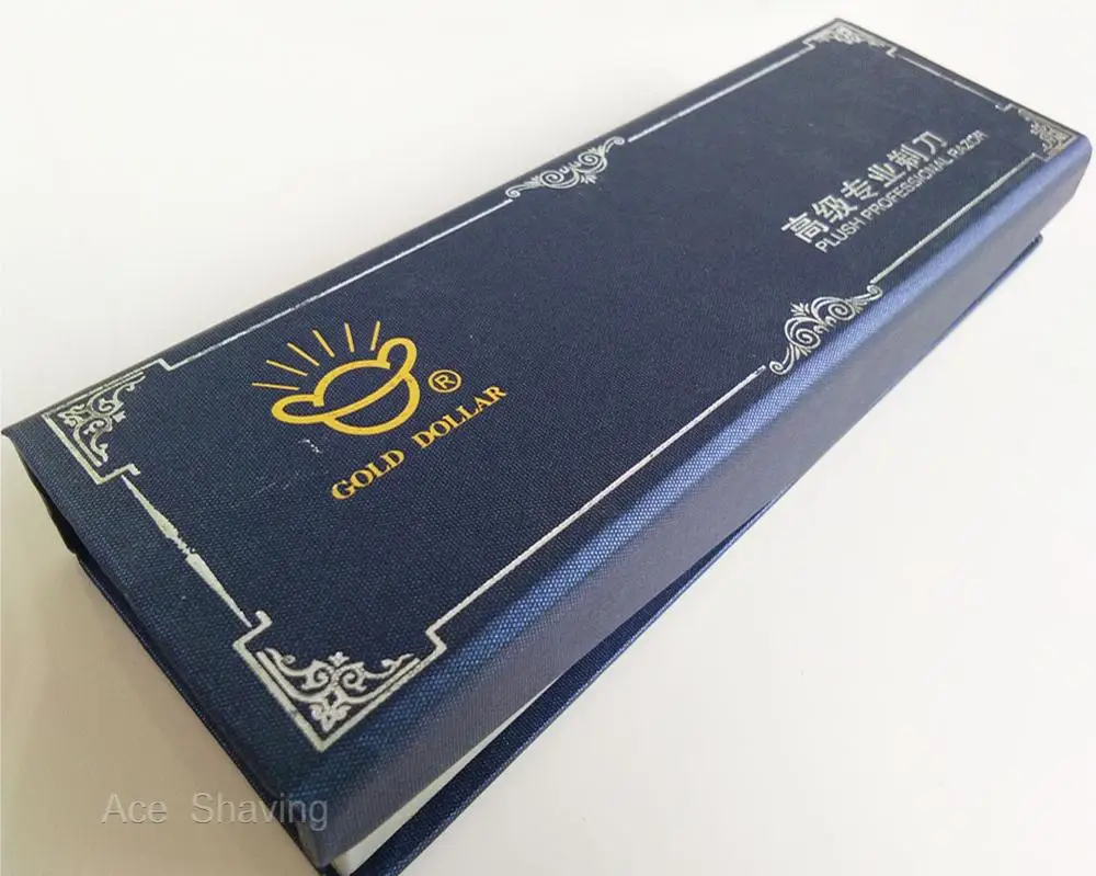 with a box Бритвенное лезвие из углеродистой стали с золотым долларом 200, бритва с прямым лезвием для лица и бороды, складной нож для удаления бороды - Цвет: with a box