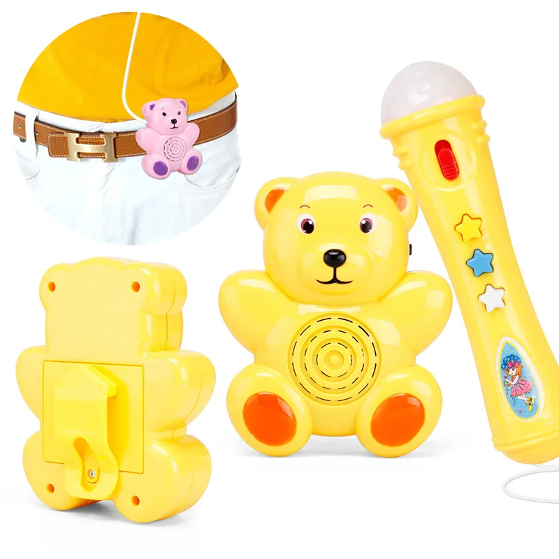 Светодио дный микрофон караоке поющие игрушки Пластик модель для девочек и мальчиков дети Электрический Медведь Музыка Свет забавная
