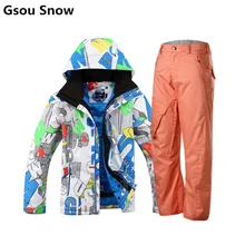 Gsou snow original de invierno para hombre impermeable de esquí y de snowboard traje de esquí chaqueta de los hombres al aire libre esqui ski traje veste homme