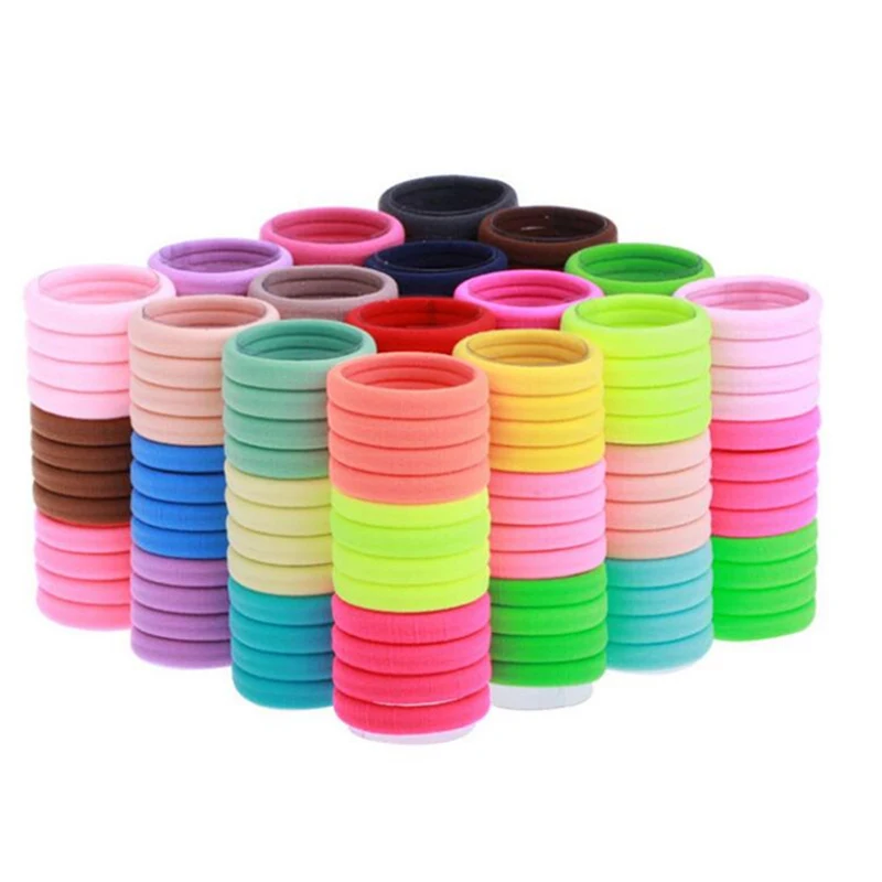 

100 pieces High Elasticity Fluorescent color Seamless Gum for Hair, Hair Rings Popular Rubber Bands Hair Accessories Girls Women