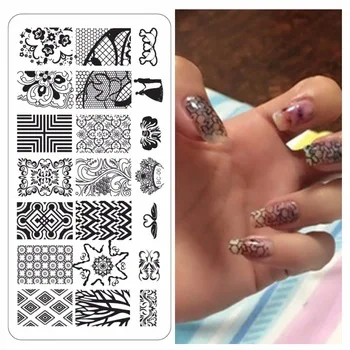 Beauty BC Series Nail Art Lace Flower Image Steel Plates DIY Stamping Plates Nail Art Templates Stencils
