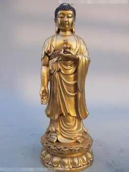 

Tibet Buddhist Fane 100% pure Bronze 24K Gold Tathagata Sakyamuni Buddha Statue